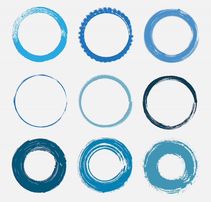 Vector conjunto de círculos grunge azul