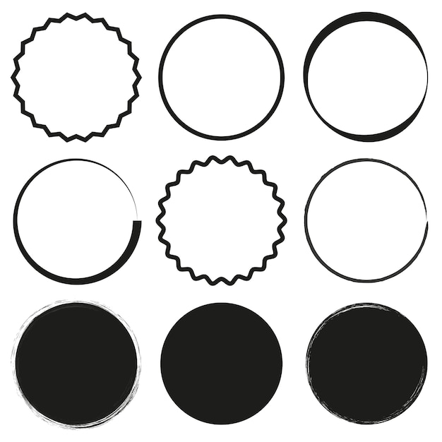 Conjunto de círculos grunge Formas redondas grunge Ilustración vectorial EPS 10 Imagen de stock