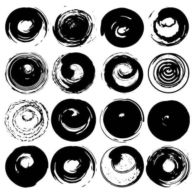 Conjunto de círculos grunge, formas redondas grunge.