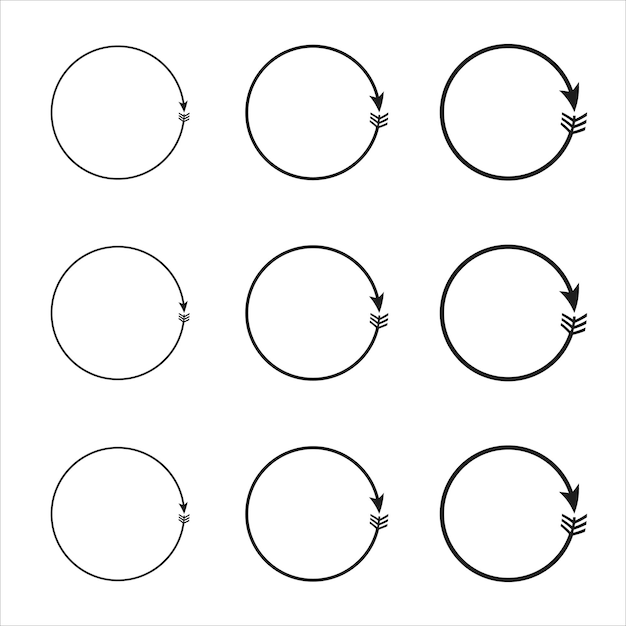 Conjunto de círculos negros Vector grunge formas redondas Líneas de velocidad en forma de círculo