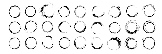 Conjunto de círculos negros vectoriales Puntos negros sobre fondo blanco Puntos aislados para diseño grunge