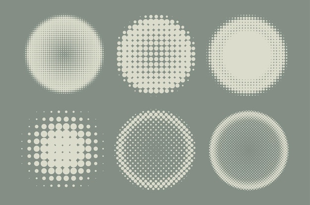 Conjunto de círculos de puntos de semitono elementos de diseño de semitono