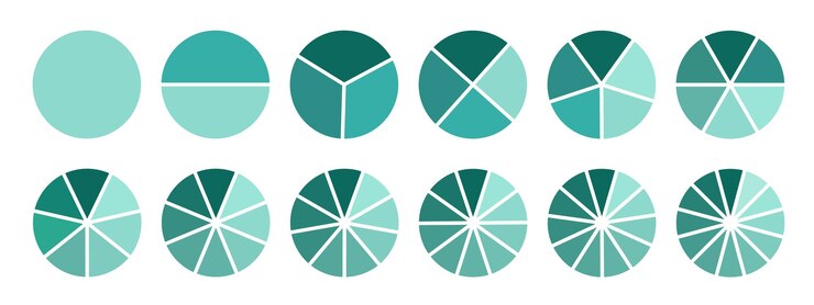 Vector conjunto de círculos segmentados aislado sobre fondo blanco.