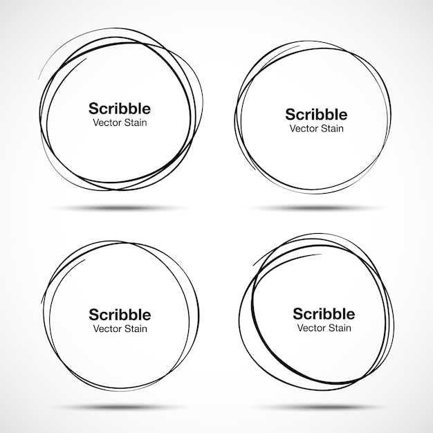 Conjunto de círculos vectoriales dibujados a mano utilizando líneas de círculo garabateables de dibujo de boceto Logotipo circular de Doodle