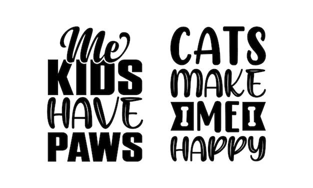 Conjunto de cita de letras de tipografía de gato