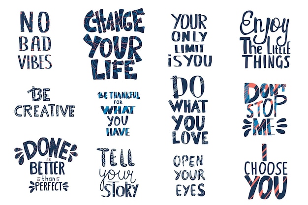 Conjunto de citas estilizadas Ilustración de texto vectorial