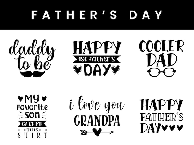 Vector conjunto de citas de letras para el día del padre