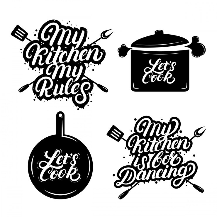 Vector conjunto de citas de letras escritas a mano de cocina.