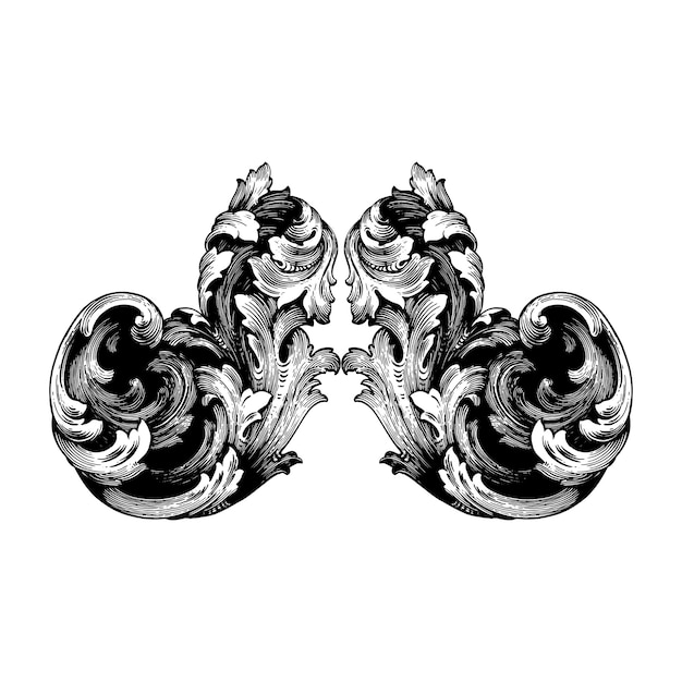 Conjunto clásico barroco de elementos vintage para el diseño. Elemento decorativo de diseño en filigrana.