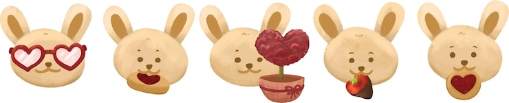 Vector conjunto de clip art acuarela lindo lápiz de colores estilo de ilustración de conejo de pascua