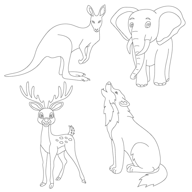 Conjunto de clipart de dibujos animados de animales salvajes para los amantes de la vida silvestre