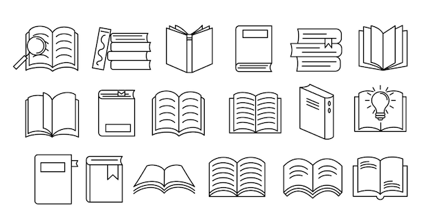 Conjunto de clipart de libros Elementos de la biblioteca escolar Colección de clip art como diccionario de libros de texto