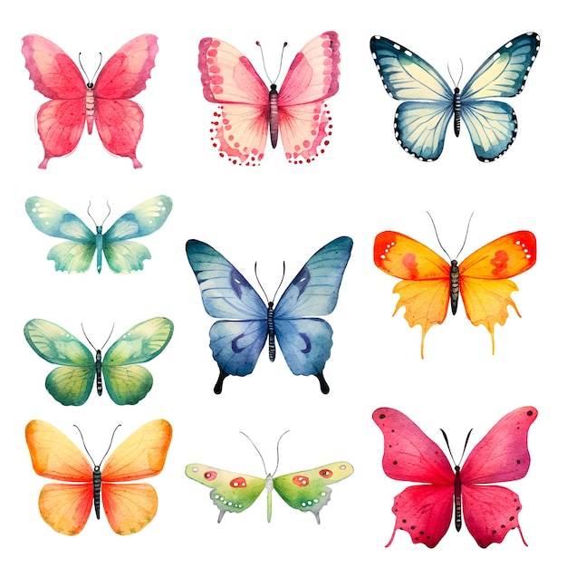 conjunto de clipart de mariposa de acuarela