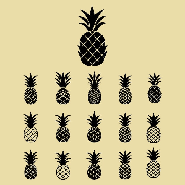 Vector el conjunto clipart pineapple vector de silueta de piña