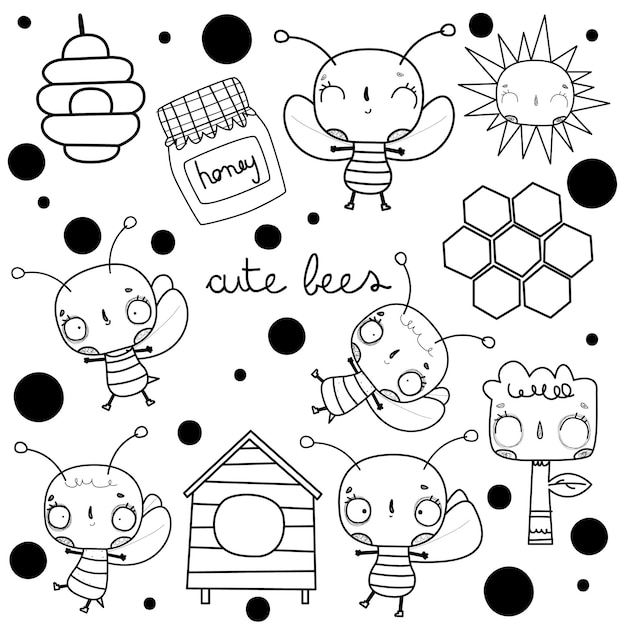 Conjunto de cliparts de abejas