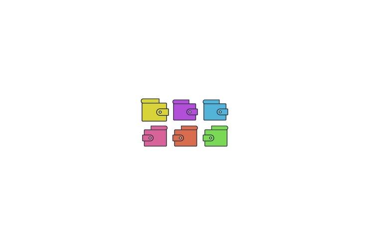 Vector conjunto de cliparts de billetera distintivos para ilustraciones de moda cliparts coloridos de billeteras