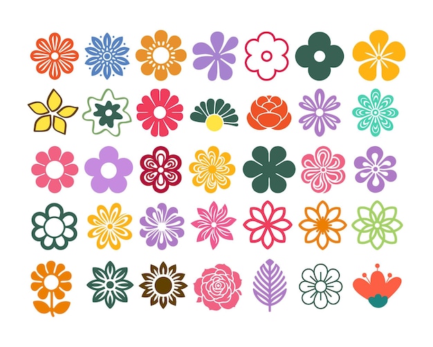 Conjunto de cliparts de flores coloridas