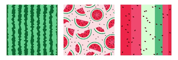 Conjunto de cliparts con patrón sin costuras de sandía Conjun to de papel tapiz de arte de clip continuo de dibujo de sandía