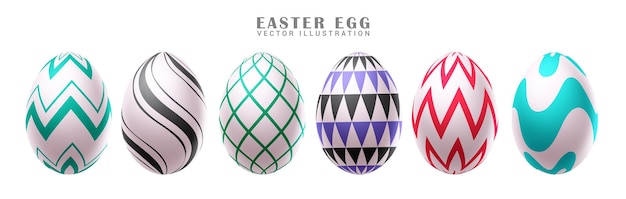 Conjunto de cliparts con patrón de huevos de Pascua Arte de clip de huevo blanco con patrón impreso como curva en espiral