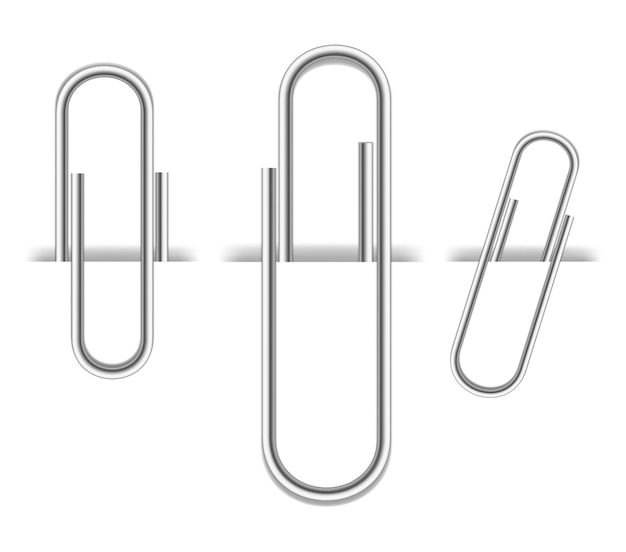 Vector conjunto de clips de papel de metal realistas aislados sobre fondo blanco carpeta de soporte de página vector illustrationxa