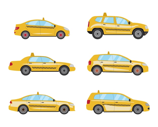 Conjunto de coche taxi amarillo