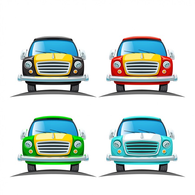 Conjunto de coche de vista frontal