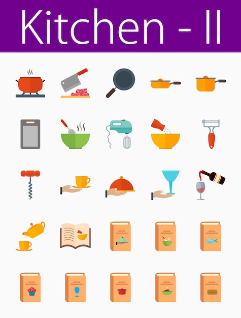 Conjunto de cocina e íconos