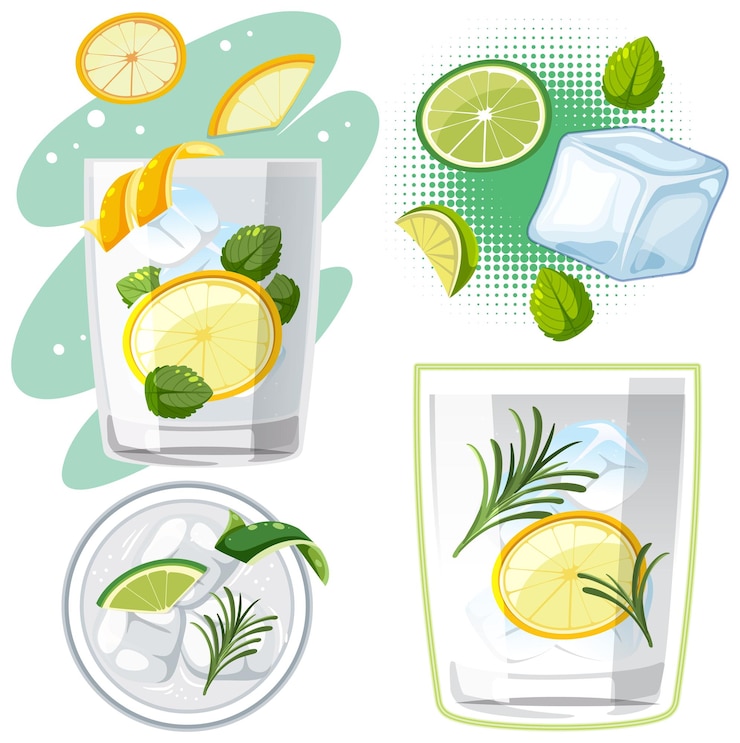 Vector conjunto de cóctel mojito
