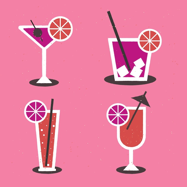Conjunto de cócteles de bebidas alcohólicas
