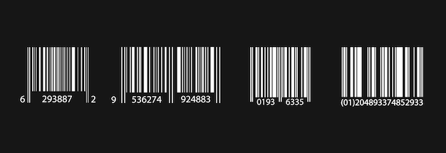 Vector conjunto de código de barras. código de escaneo de producto universal. aislado en negro