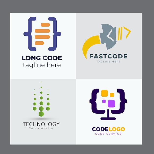 Conjunto de código Boost Diseño de logotipo vector concepto Rocket Código modelo de logotipo icono vector