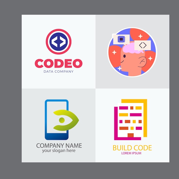 Conjunto de código Boost Diseño de logotipo vector concepto Rocket Código modelo de logotipo icono vector