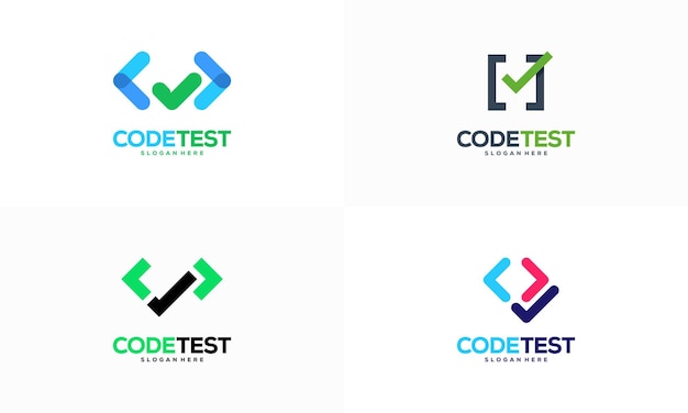 Conjunto de código probador logotipo plantilla diseño concepto programador tecnología logotipo