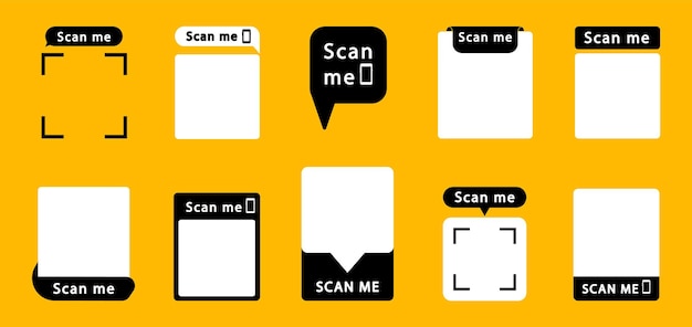 Conjunto de códigos qr con inscripción escanearme con smartphone