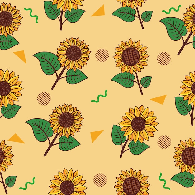 Conjunto Colección Amarillo Girasol Verano Verde Floral Naturaleza Planta Estética Dibujado a mano Romántico Aleatorio Colorido Ilustración Amarillo suave