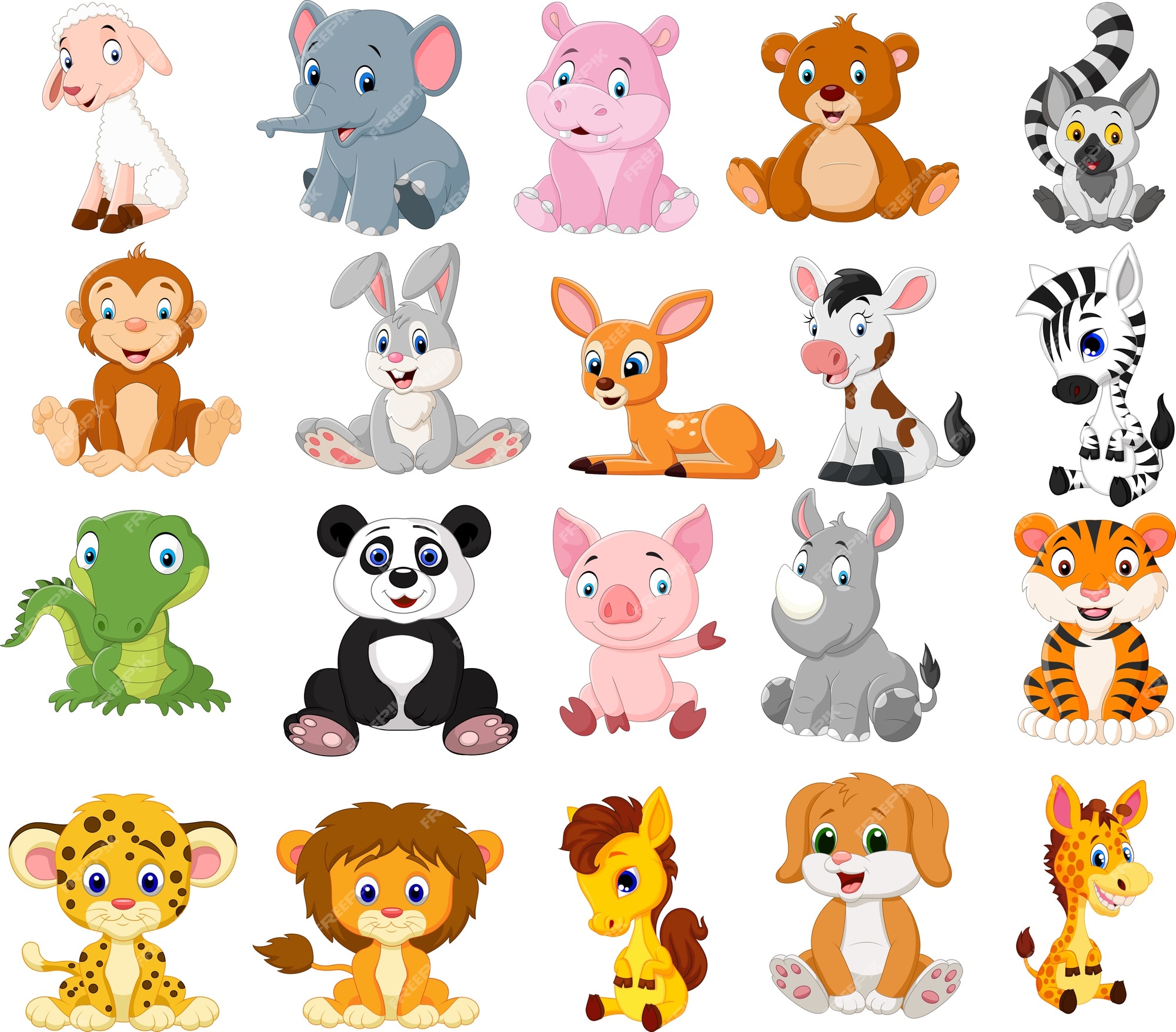Conjunto de colección de animales de dibujos animados | Vector Premium Conjunto de colección de animales de dibujos animados | Vector Premium