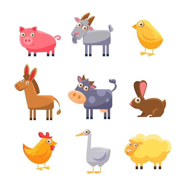 Conjunto de animales de granja Vector Pr