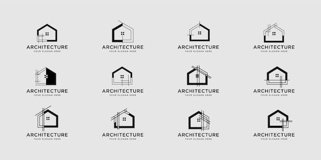 Conjunto de colección arquitectura plantilla de diseño de logotipo