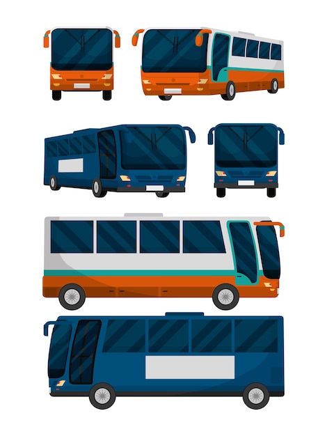 Conjunto de colección de autobuses públicos