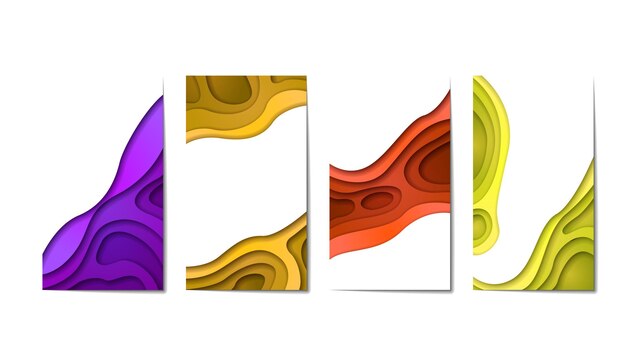 Conjunto Colección Color Papel Corte Fondo Vector Sombras Plantilla Diseño Formas Abstractas