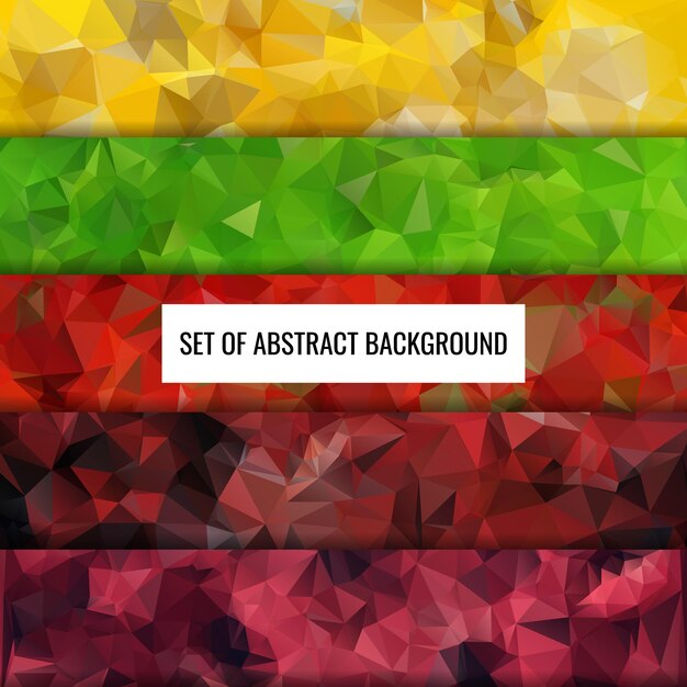 Conjunto de colección de diseño de fondo de polígono de color abstracto