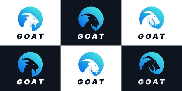 conjunto de colección de diseño de logotipo de círculo de combinación de cabra creativa