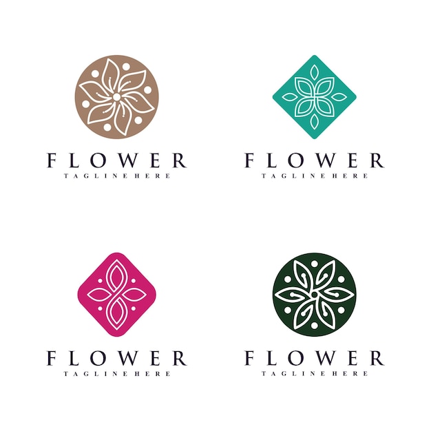 Conjunto de colección de diseño de logotipo de icono floral con concepto creativo Vector Premium