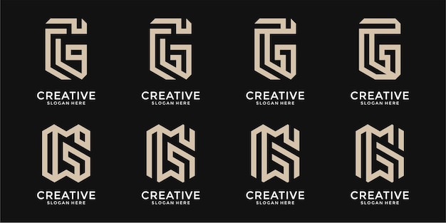 Conjunto de colección de diseño de logotipo de letra g abstracta creativa