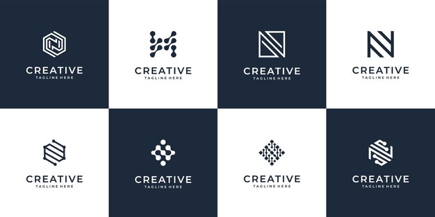 Conjunto de colección de diseño de logotipo letra n