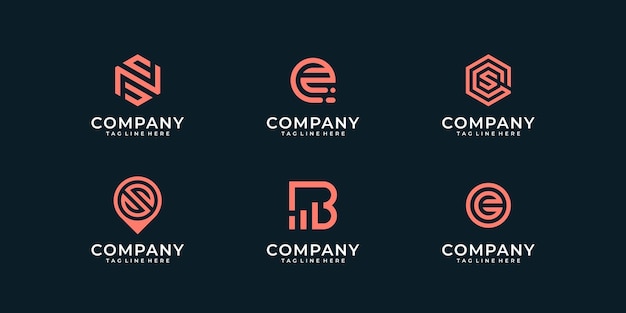 Conjunto de colección de diseño de logotipo de monograma mínimo abstracto