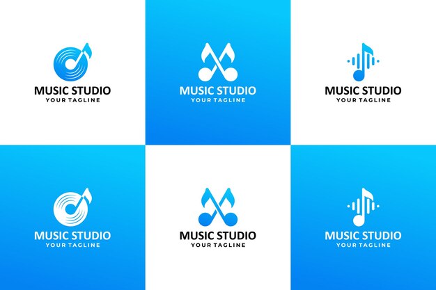 Conjunto de colección de diseño de logotipo de música diseño de elemento de reproductor de audio