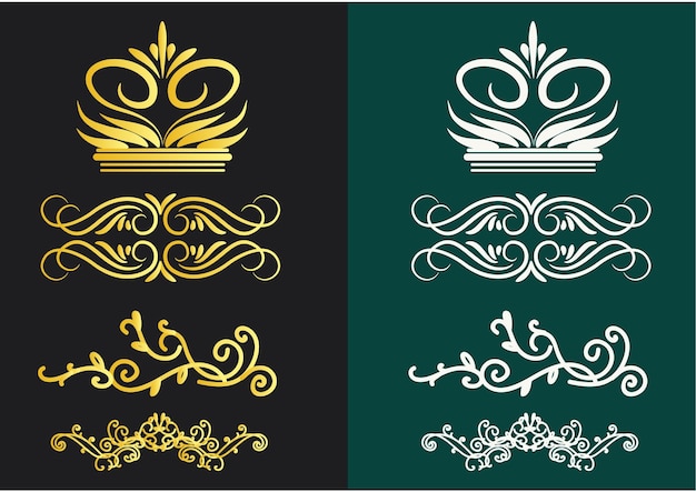 Conjunto de colección de diseño ornamental Vintage de lujo de elementos de etiqueta ornamento ilustración vectorial