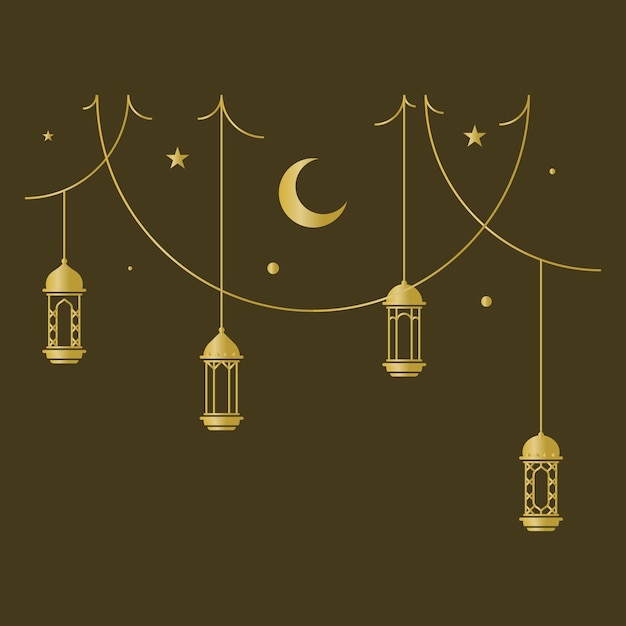 El conjunto de la colección de elementos de la linterna de Ramadhan