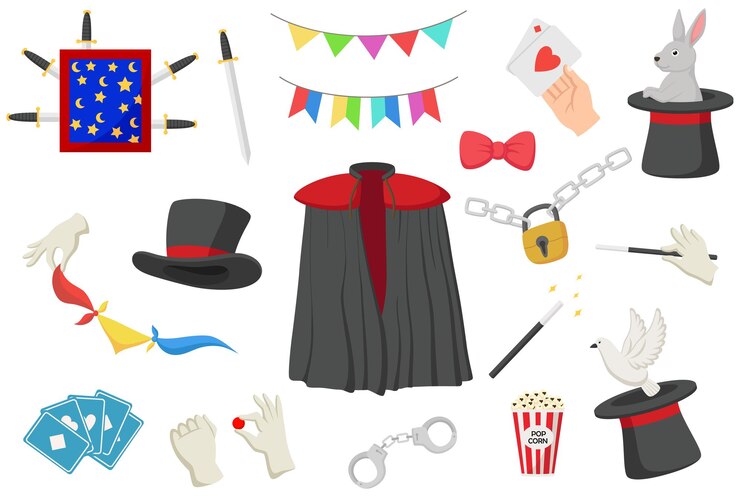 Vector conjunto de colección de elementos mágicos.